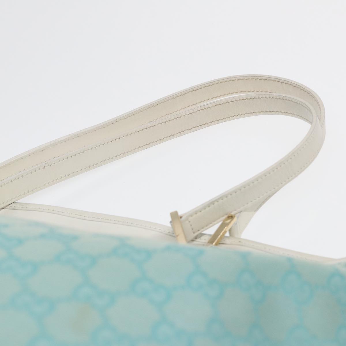 GUCCI GG Canvas Tote Bag Light Blue White Gold 002 1097 89242