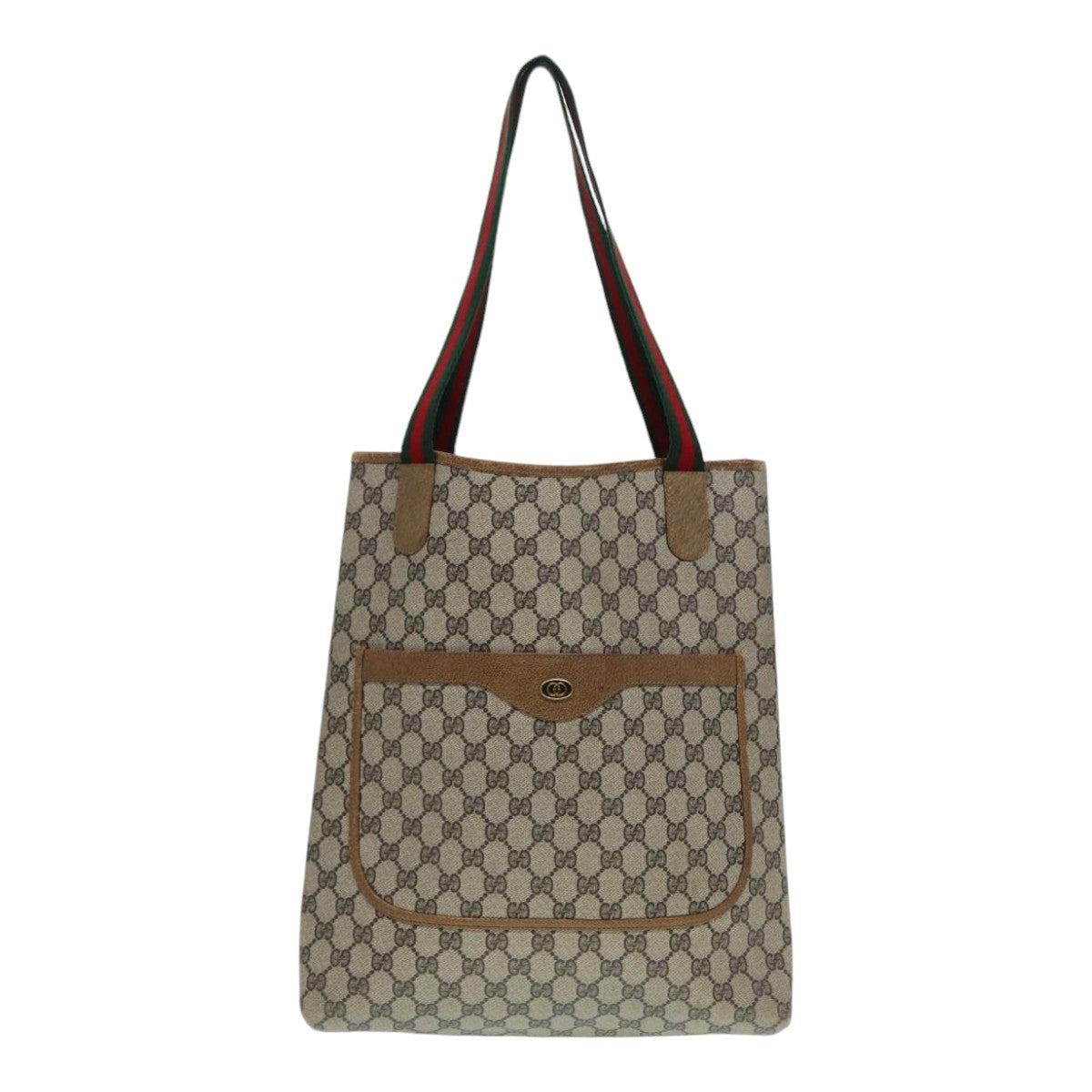 GUCCI GG Supreme Web Sherry Line Tote Bag PVC Beige Red 53 02 2140 89244