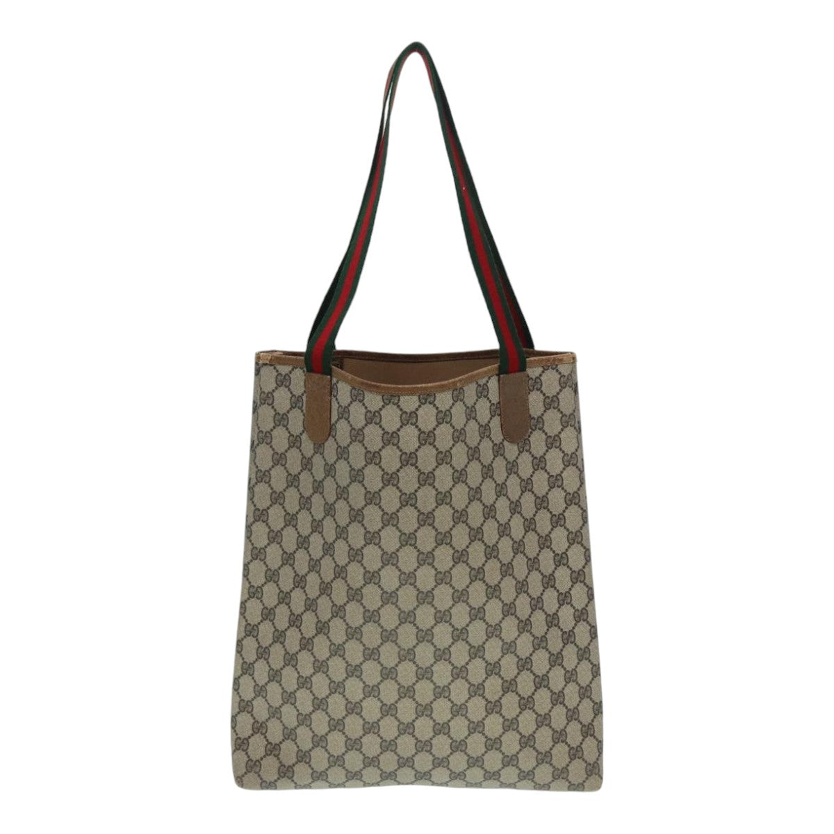 GUCCI GG Supreme Web Sherry Line Tote Bag PVC Beige Red 53 02 2140 89244