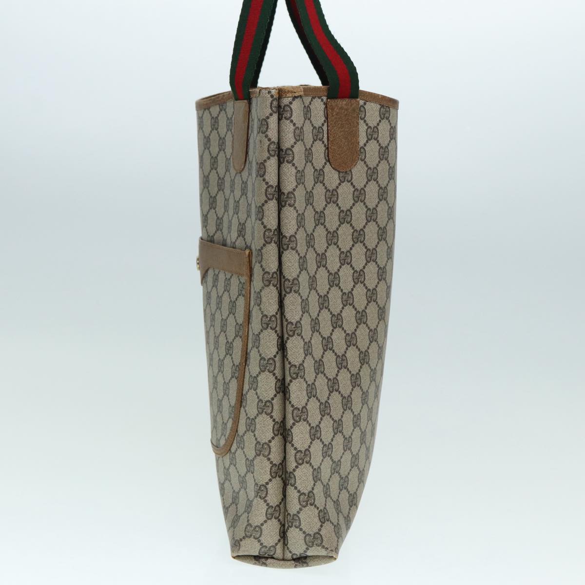 GUCCI GG Supreme Web Sherry Line Tote Bag PVC Beige Red 53 02 2140 89244