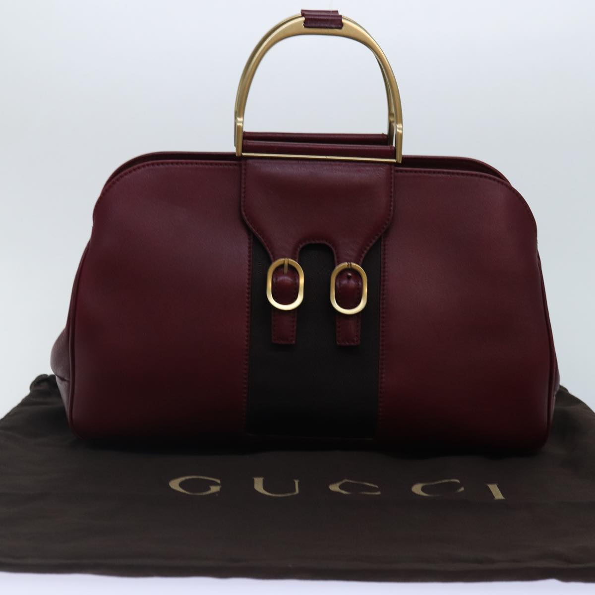 GUCCI Hand Bag Leather Limited To 300 Pieces Red Black gold 02684 89249A