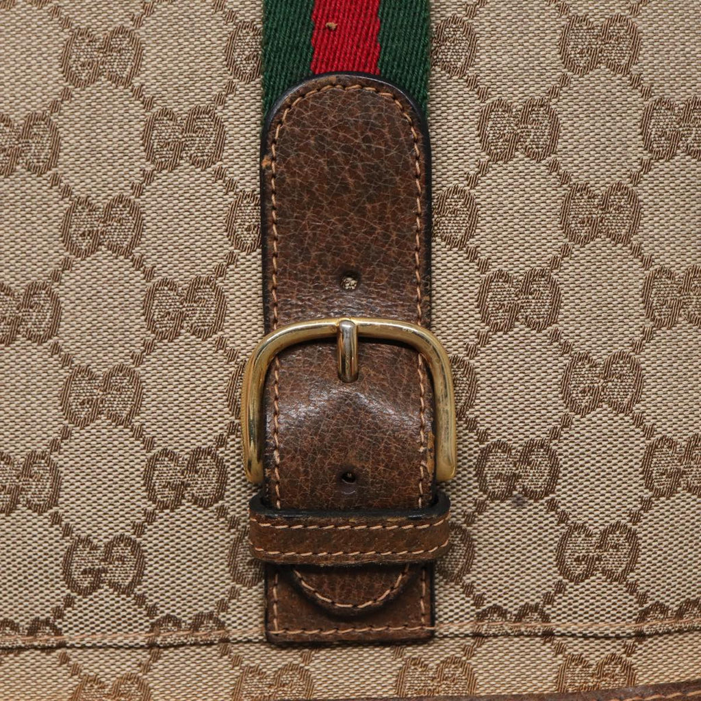 GUCCI GG Canvas Web Sherry Line Tote Bag Beige Green Red 89277