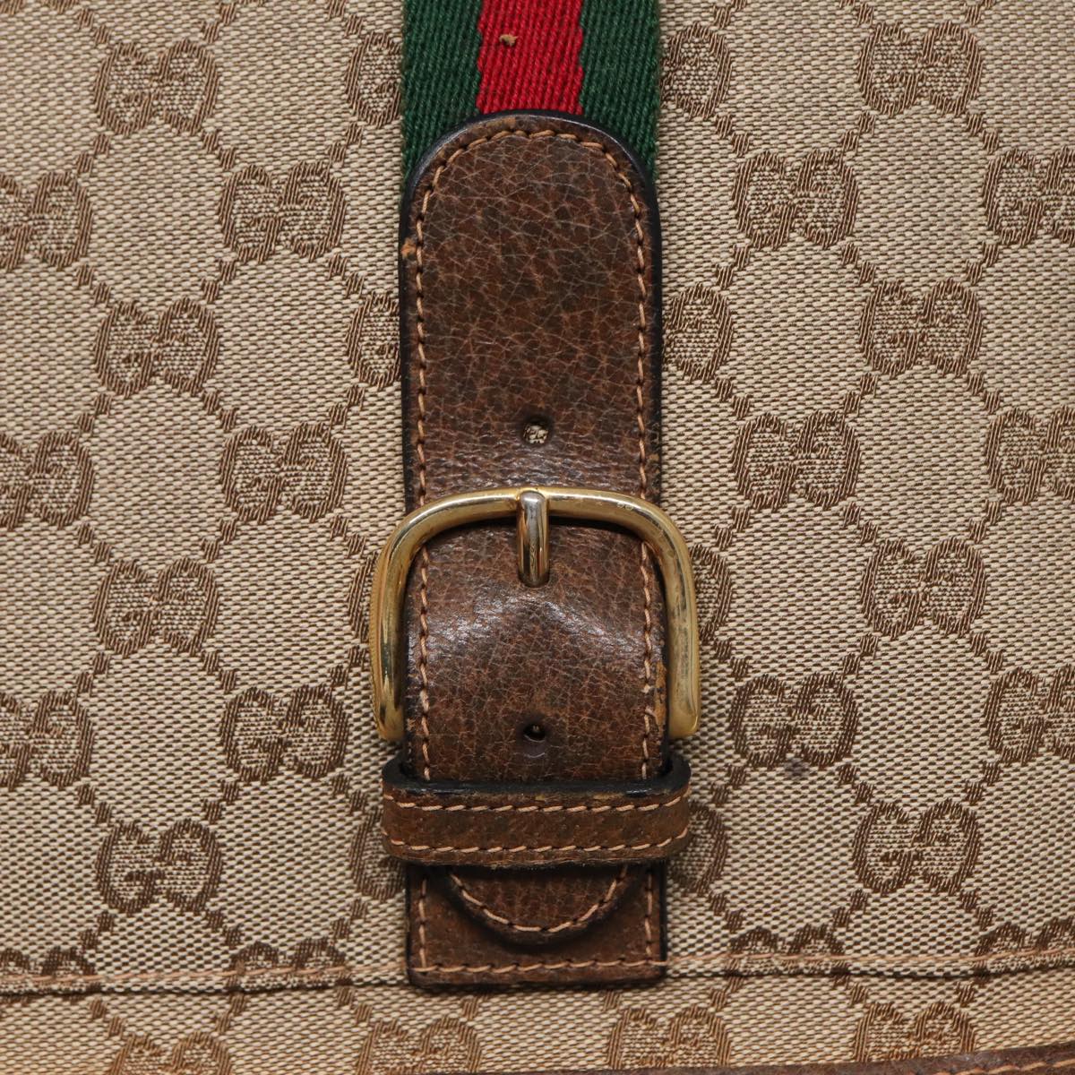GUCCI GG Canvas Web Sherry Line Tote Bag Beige Green Red 89277