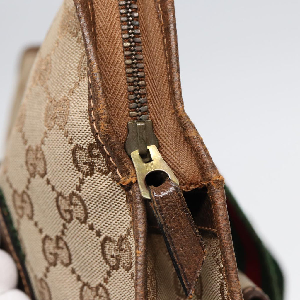 GUCCI GG Canvas Web Sherry Line Tote Bag Beige Green Red 89277