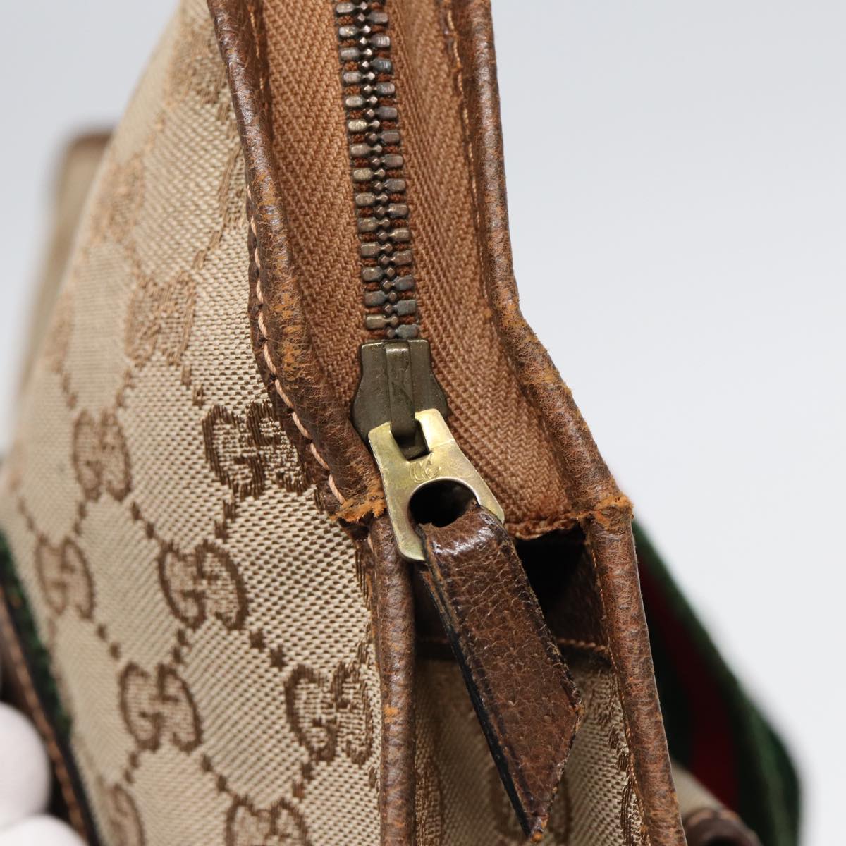GUCCI GG Canvas Web Sherry Line Tote Bag Beige Green Red 89277
