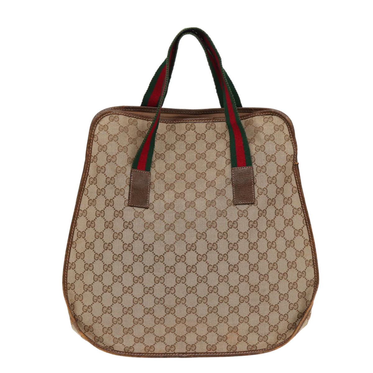 GUCCI GG Canvas Web Sherry Line Tote Bag Beige Green Red 89277