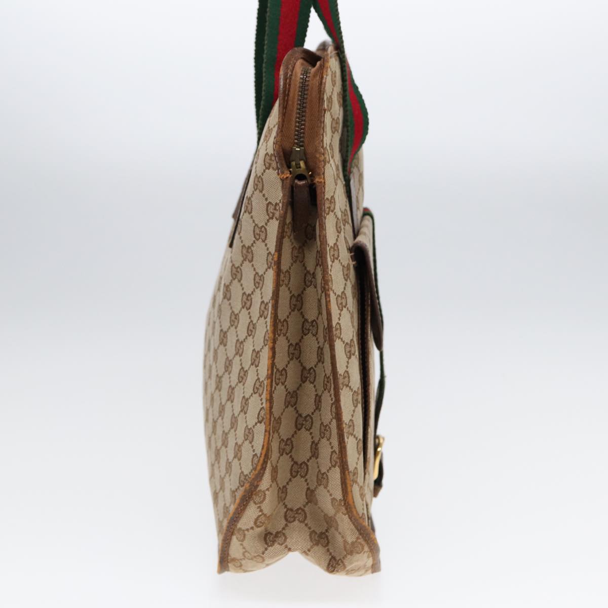 GUCCI GG Canvas Web Sherry Line Tote Bag Beige Green Red 89277