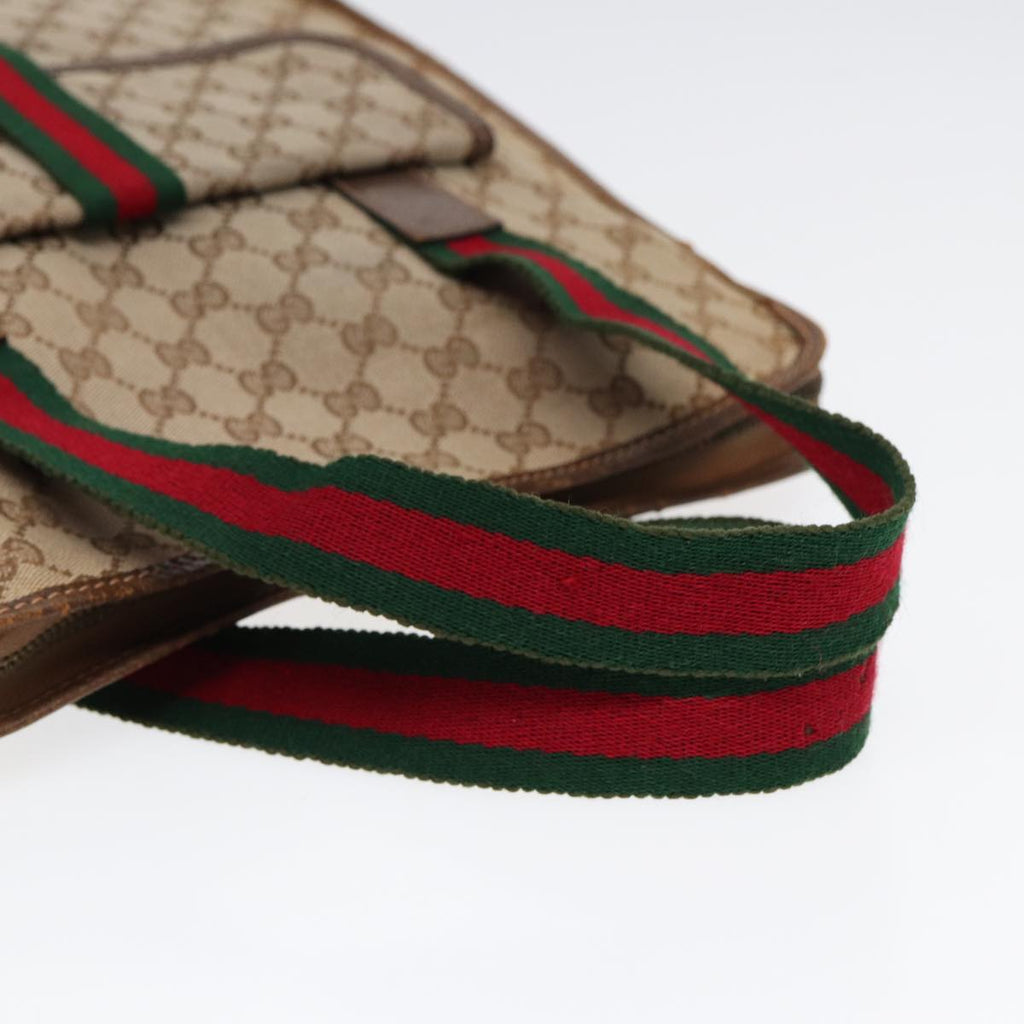 GUCCI GG Canvas Web Sherry Line Tote Bag Beige Green Red 89277