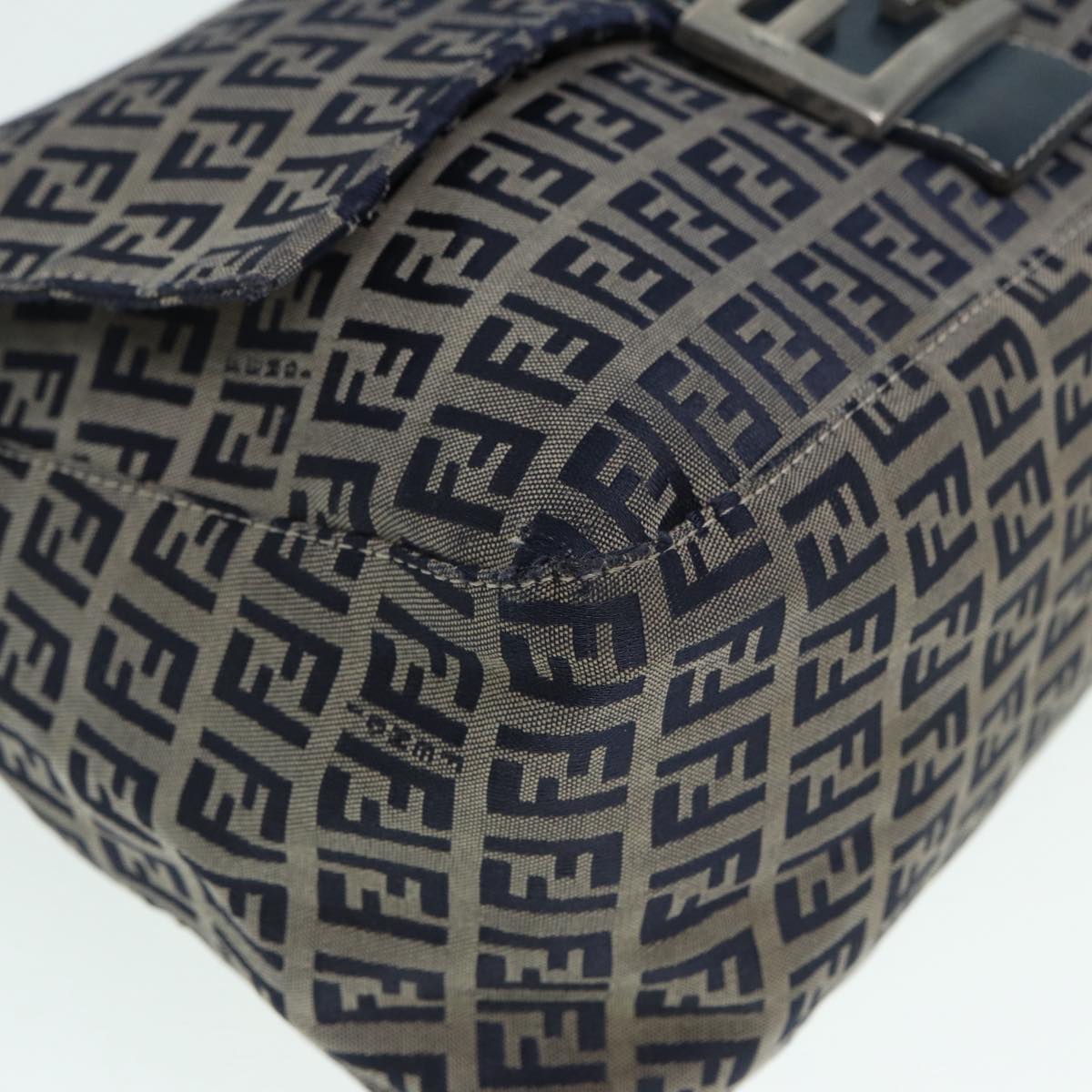 FENDI Zucchino Canvas Mamma bucket Hand Bag Navy 89278