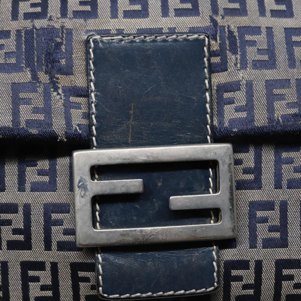 FENDI Zucchino Canvas Mamma bucket Hand Bag Navy 89278