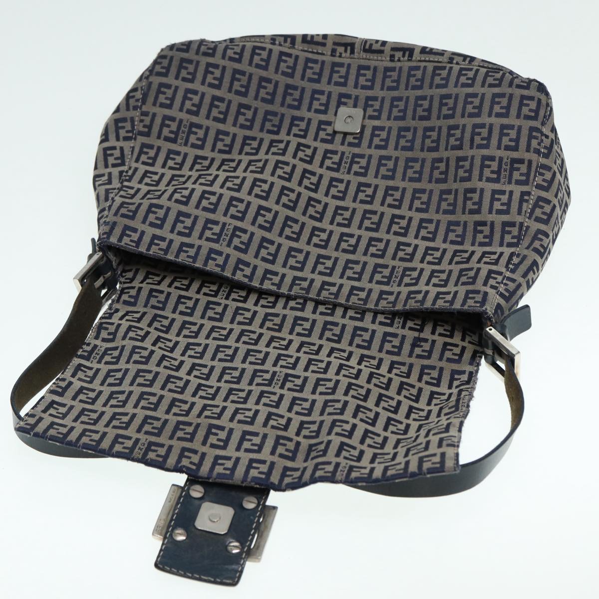 FENDI Zucchino Canvas Mamma bucket Hand Bag Navy 89278