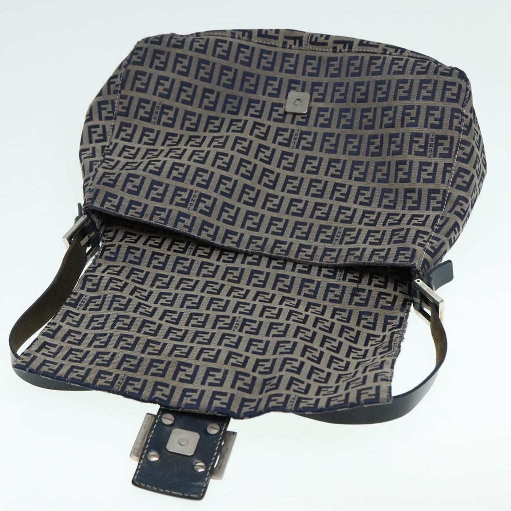 FENDI Zucchino Canvas Mamma bucket Hand Bag Navy 89278