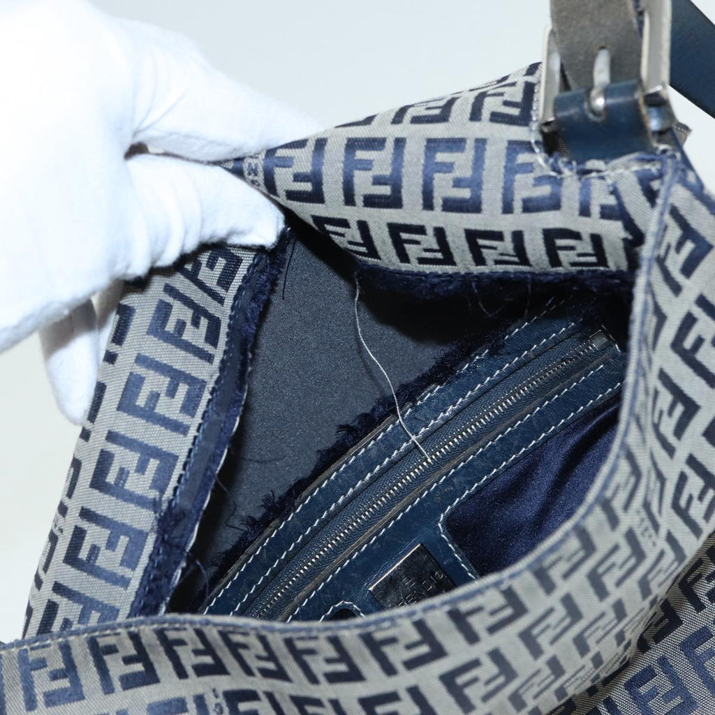 FENDI Zucchino Canvas Mamma bucket Hand Bag Navy 89278