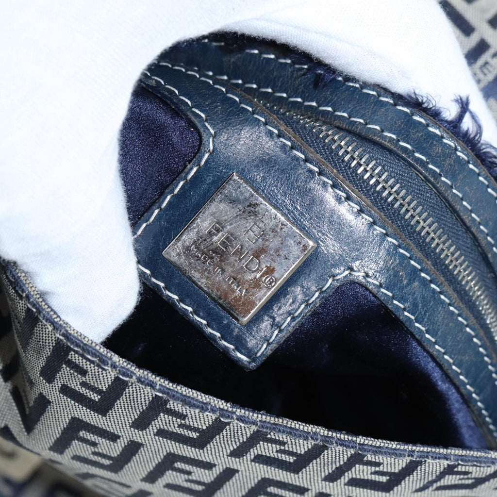 FENDI Zucchino Canvas Mamma bucket Hand Bag Navy 89278