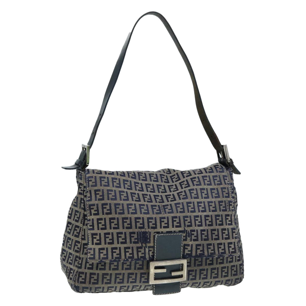 FENDI Zucchino Canvas Mamma bucket Hand Bag Navy 89278