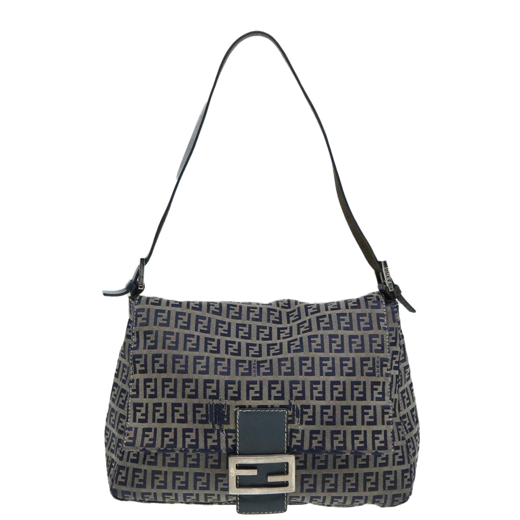 FENDI Zucchino Canvas Mamma bucket Hand Bag Navy 89278