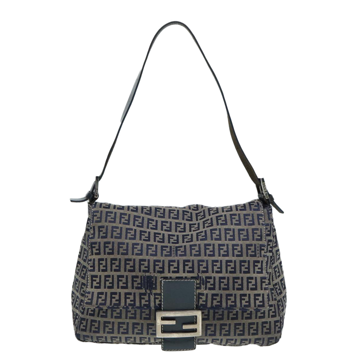 FENDI Zucchino Canvas Mamma bucket Hand Bag Navy 89278