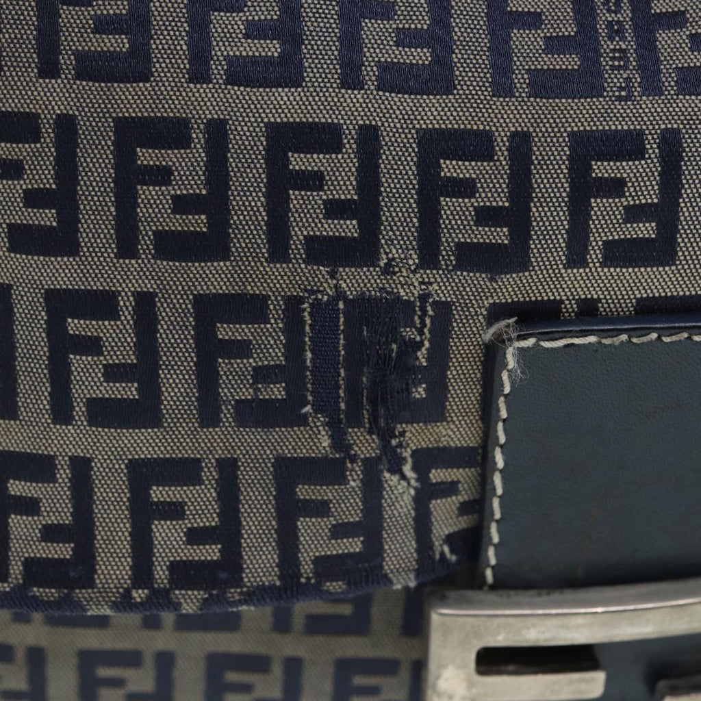 FENDI Zucchino Canvas Mamma bucket Hand Bag Navy 89278