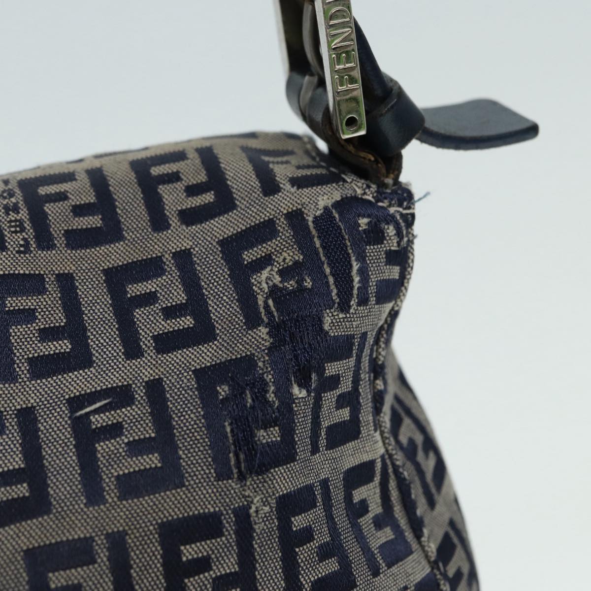 FENDI Zucchino Canvas Mamma bucket Hand Bag Navy 89278