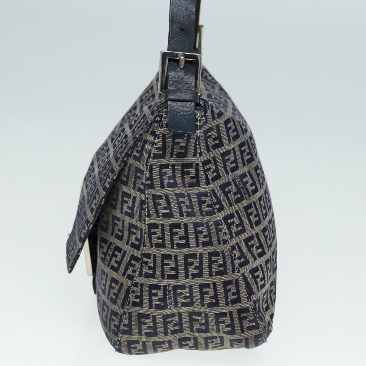FENDI Zucchino Canvas Mamma bucket Hand Bag Navy 89278