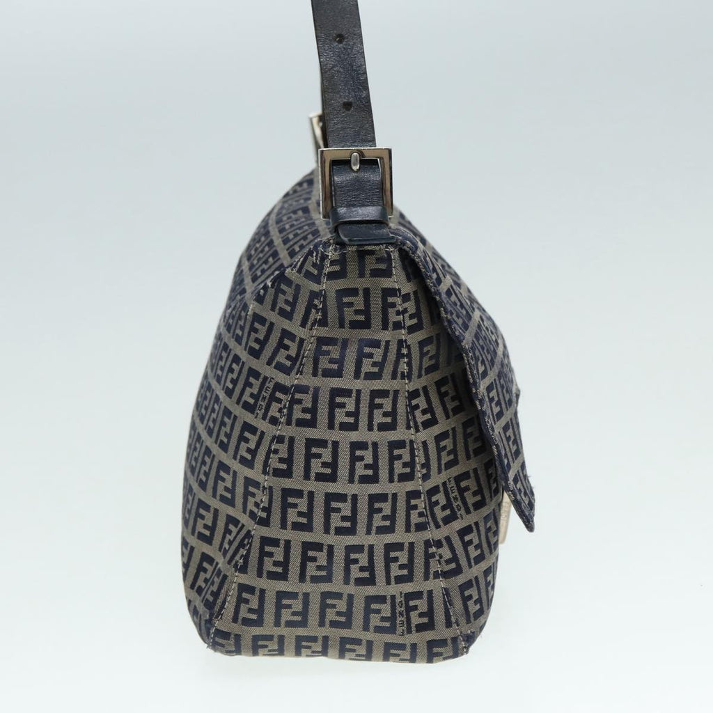 FENDI Zucchino Canvas Mamma bucket Hand Bag Navy 89278