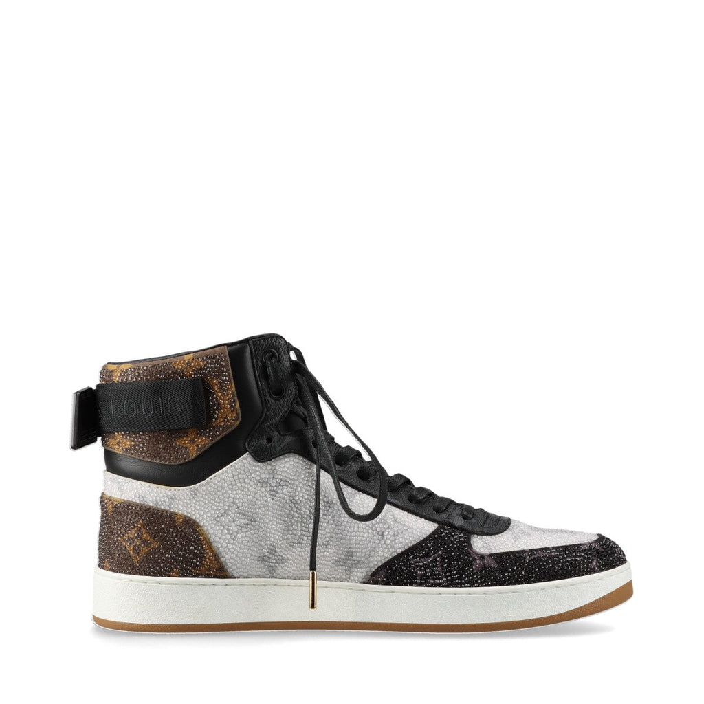Louis Vuitton Rivoli Line 18 Years PVC Leather High-Cut Sneaker UK6 Men Black× White MS1108 Monogram Swarovski ing