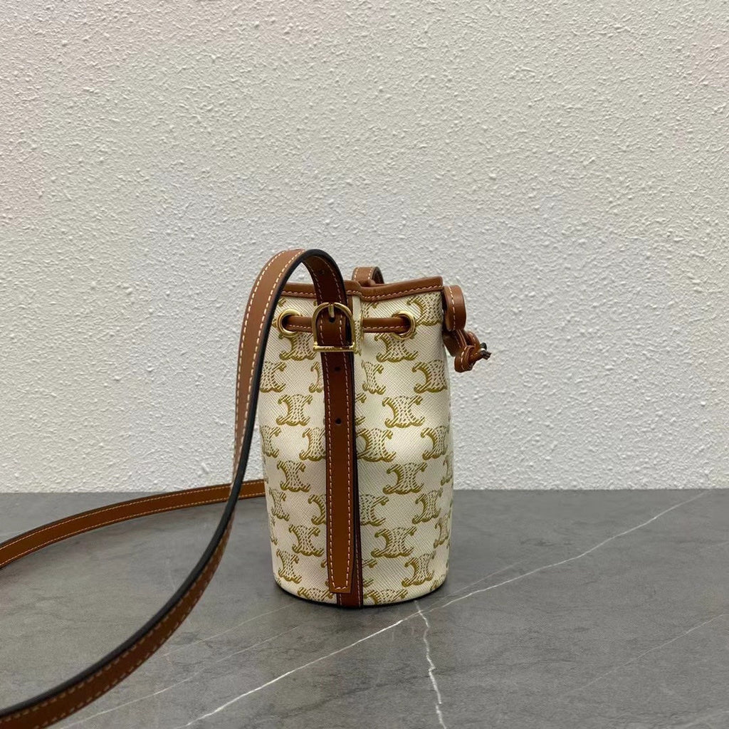 GLAMI Small Drawstring Bag In Trimphe Canvas White For Women 7.9in/20cm
