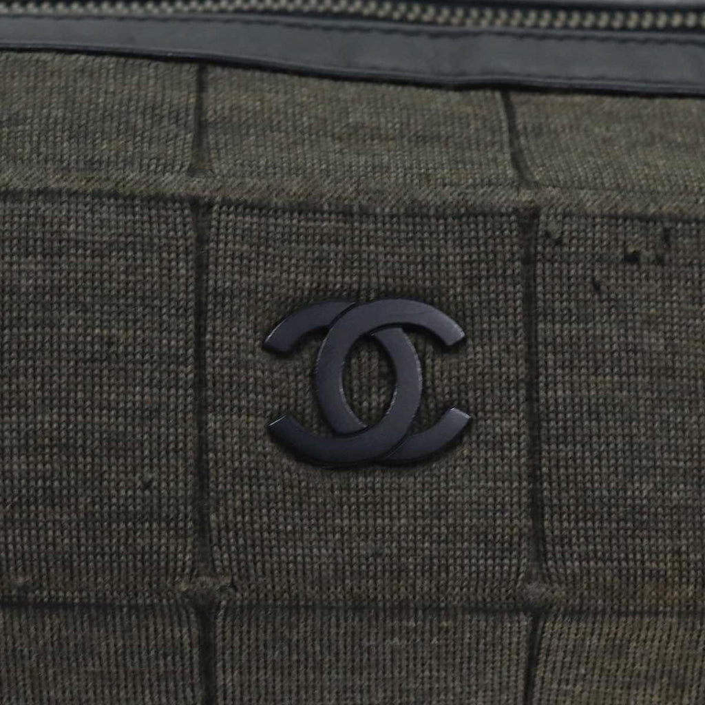 CHANEL Chain Shoulder Bag Canvas Gray CC 89307