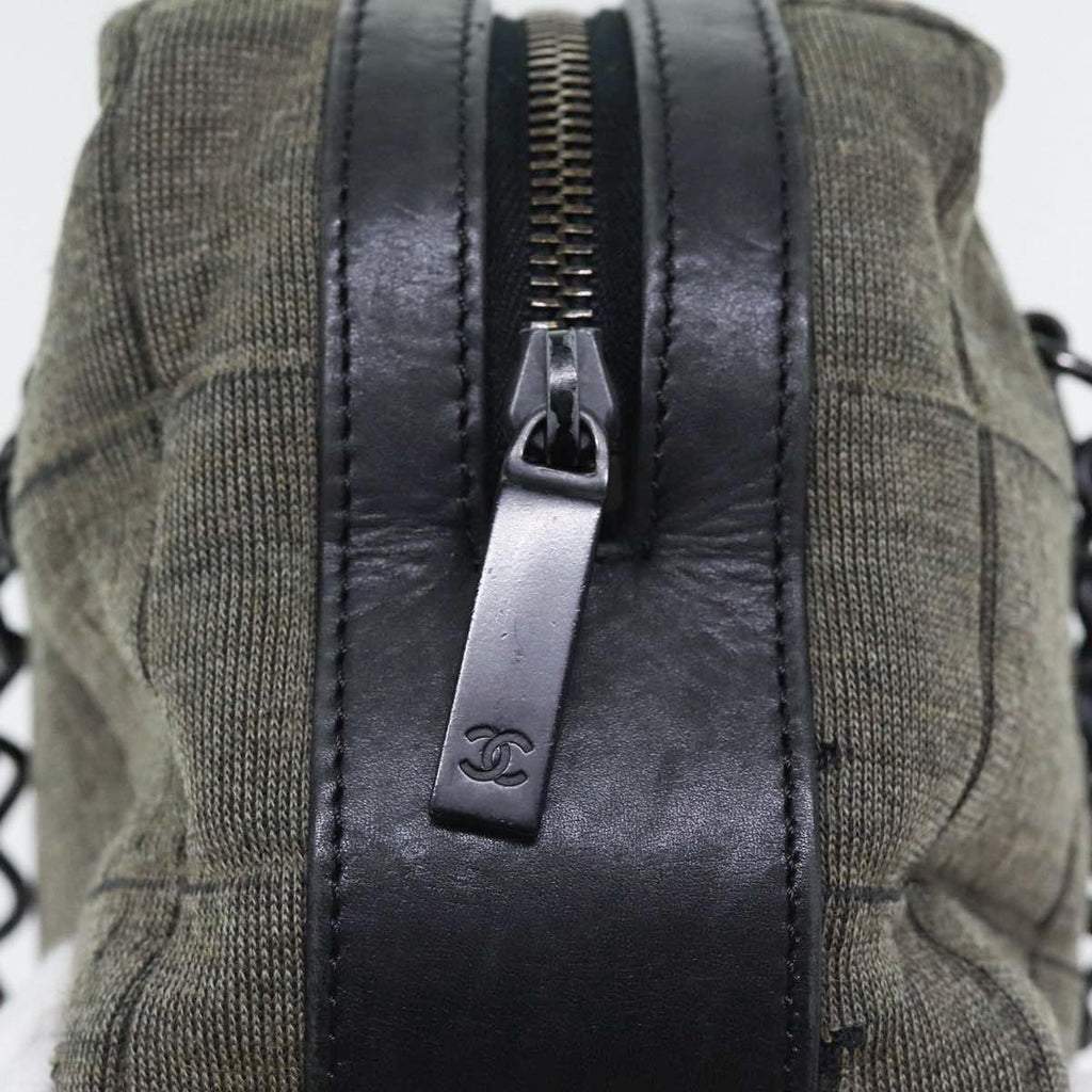 CHANEL Chain Shoulder Bag Canvas Gray CC 89307