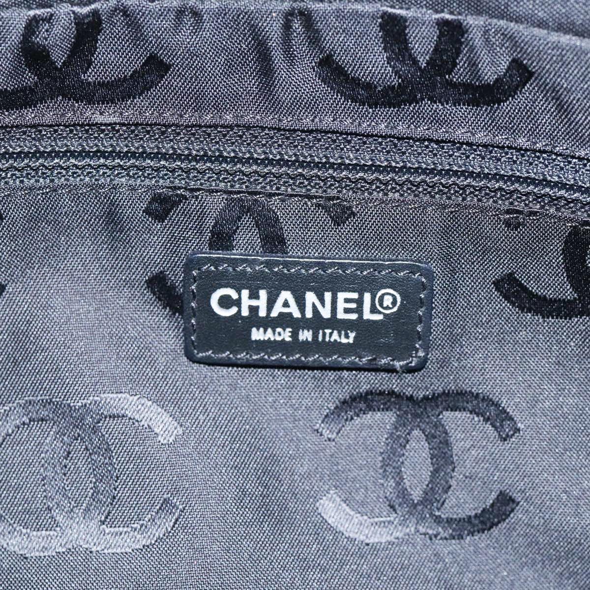 CHANEL Chain Shoulder Bag Canvas Gray CC 89307