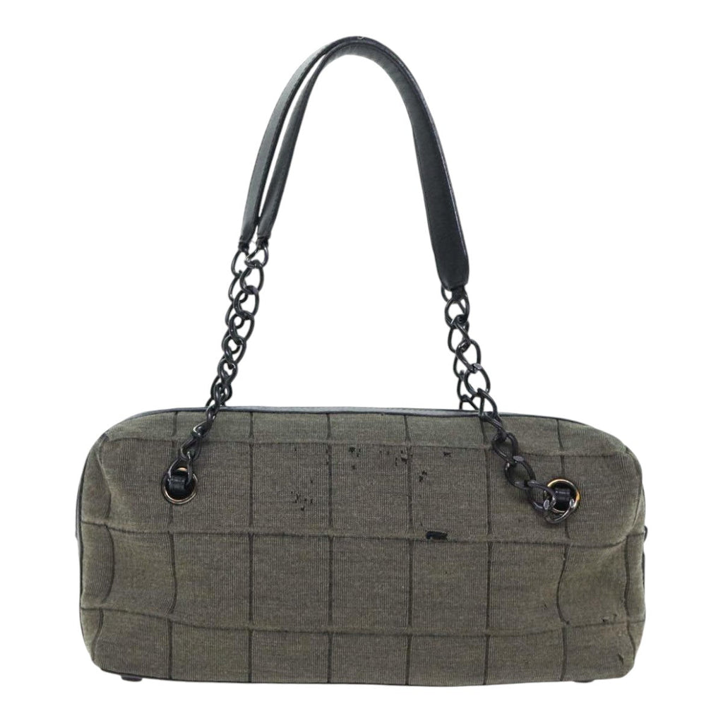 CHANEL Chain Shoulder Bag Canvas Gray CC 89307