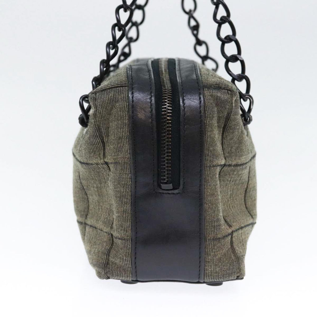 CHANEL Chain Shoulder Bag Canvas Gray CC 89307