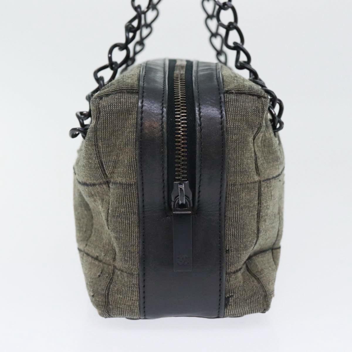 CHANEL Chain Shoulder Bag Canvas Gray CC 89307