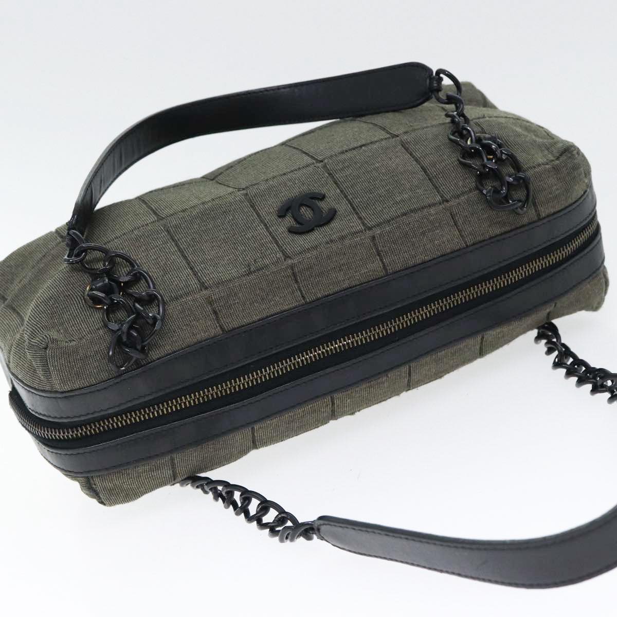 CHANEL Chain Shoulder Bag Canvas Gray CC 89307