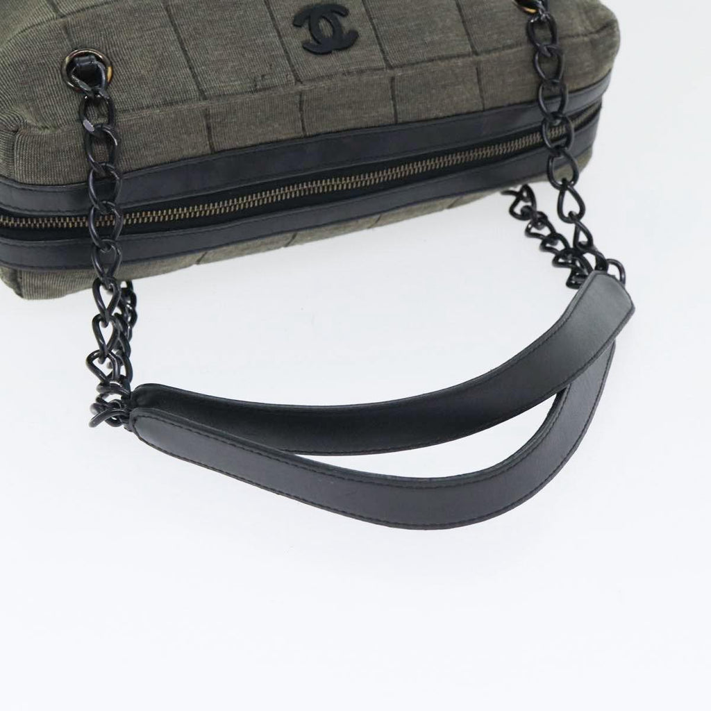 CHANEL Chain Shoulder Bag Canvas Gray CC 89307