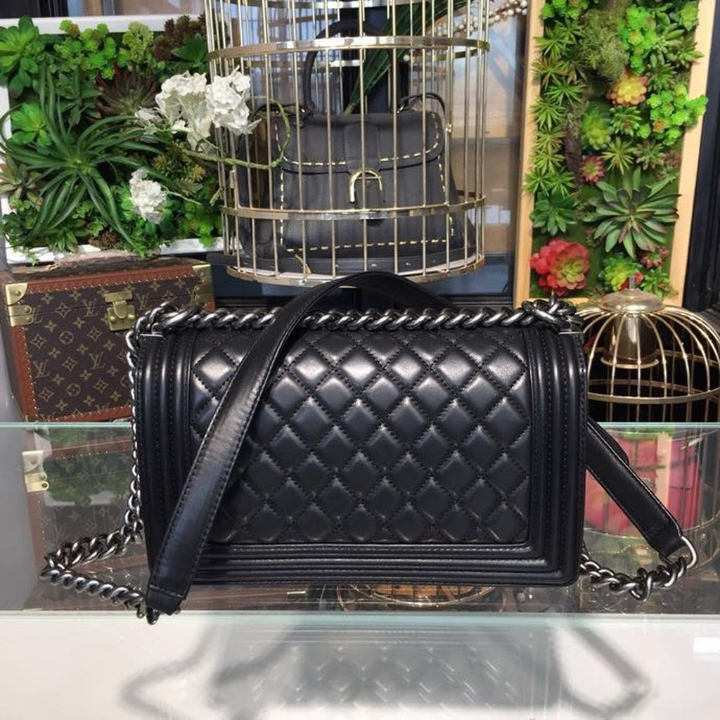 CHL Boy Handbag Silver Hardware Black For Women, Women’s Bags, Shoulder And Crossbody Bags 9.8in/25cm A67086