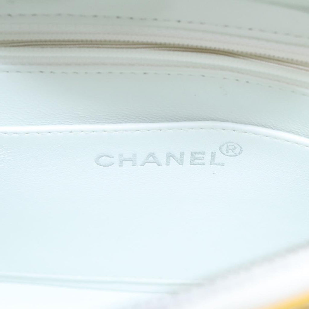 CHANEL Matelasse Backpack Patent leather Yellow Silver CC 89374