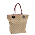 GUCCI GG Canvas Tote Bag Beige Silver 120836 89426
