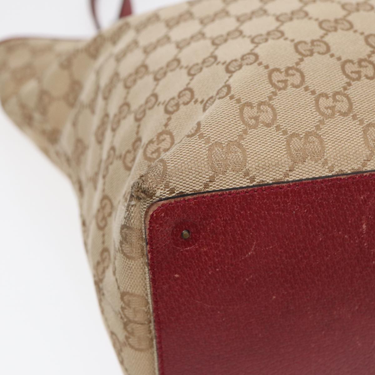 GUCCI GG Canvas Tote Bag Beige Silver 120836 89426