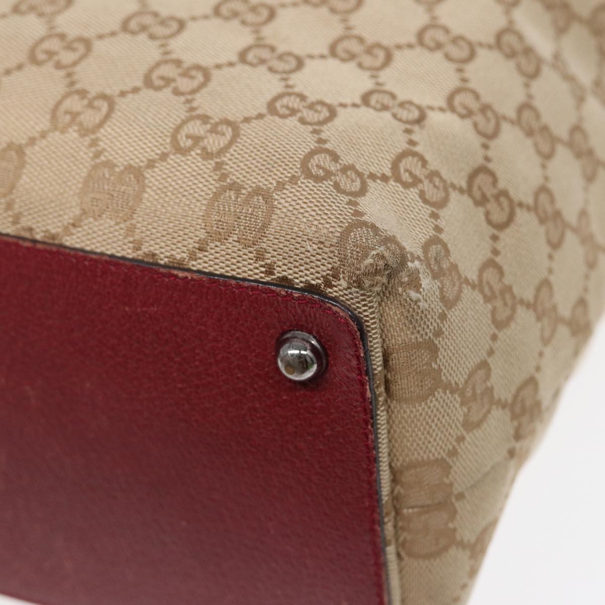 GUCCI GG Canvas Tote Bag Beige Silver 120836 89426