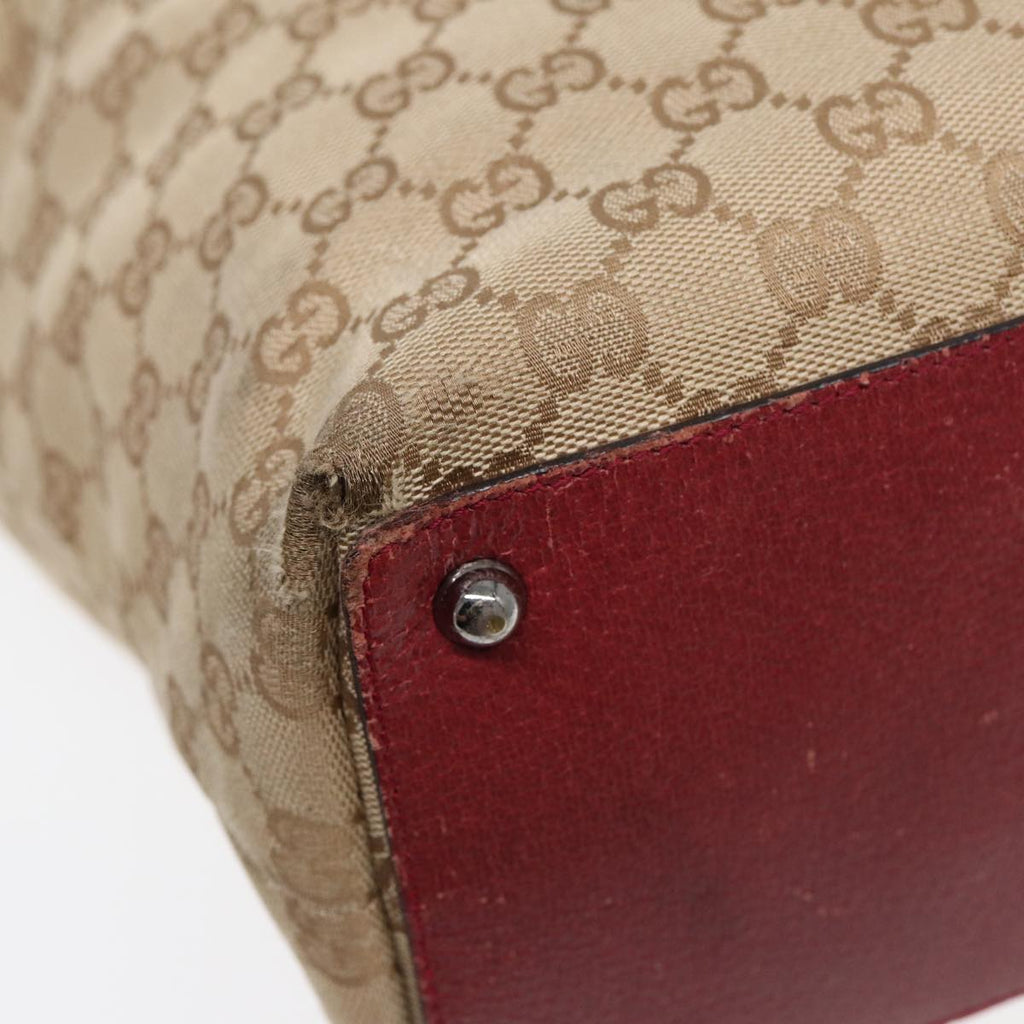 GUCCI GG Canvas Tote Bag Beige Silver 120836 89426