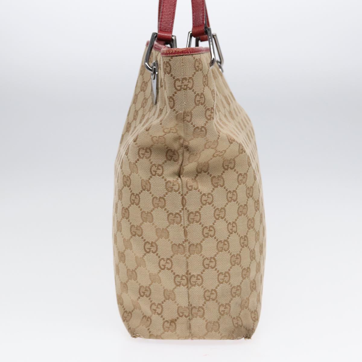 GUCCI GG Canvas Tote Bag Beige Silver 120836 89426