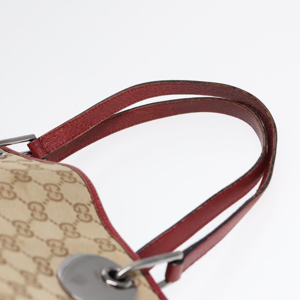 GUCCI GG Canvas Tote Bag Beige Silver 120836 89426