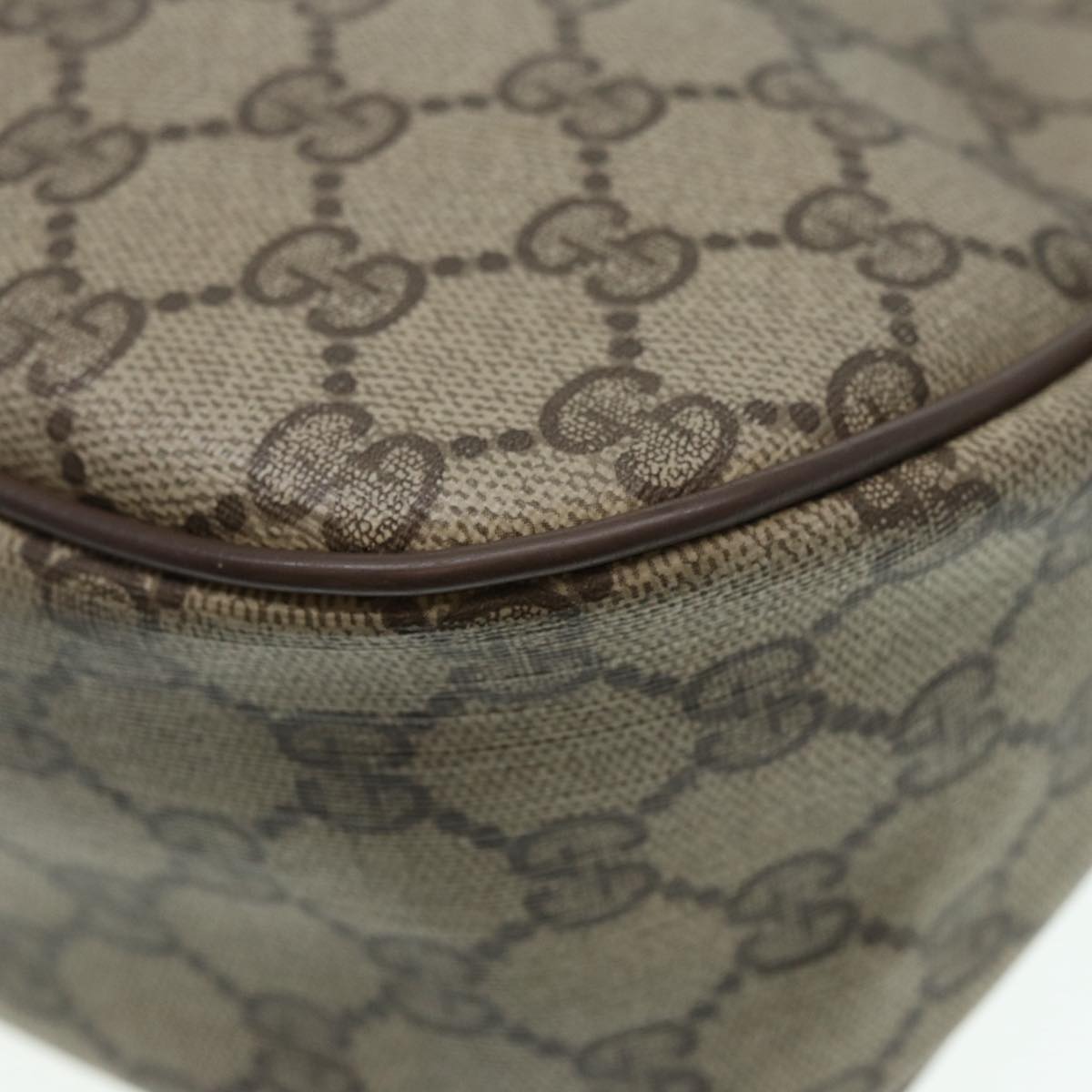 GUCCI GG Supreme Web Sherry Line Shoulder Bag PVC Beige Gold 89430