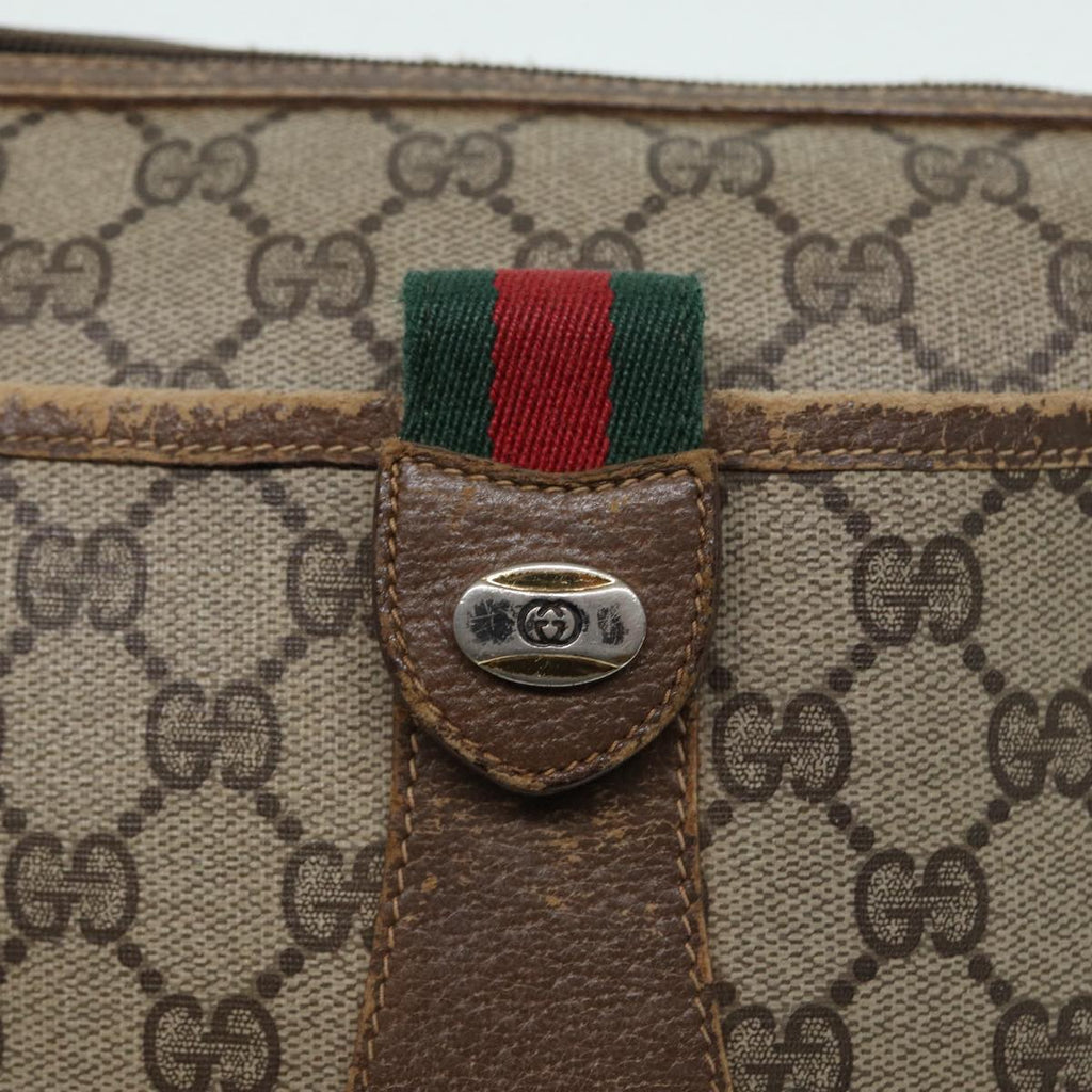 GUCCI GG Supreme Web Sherry Line Shoulder Bag PVC Beige Gold 89430