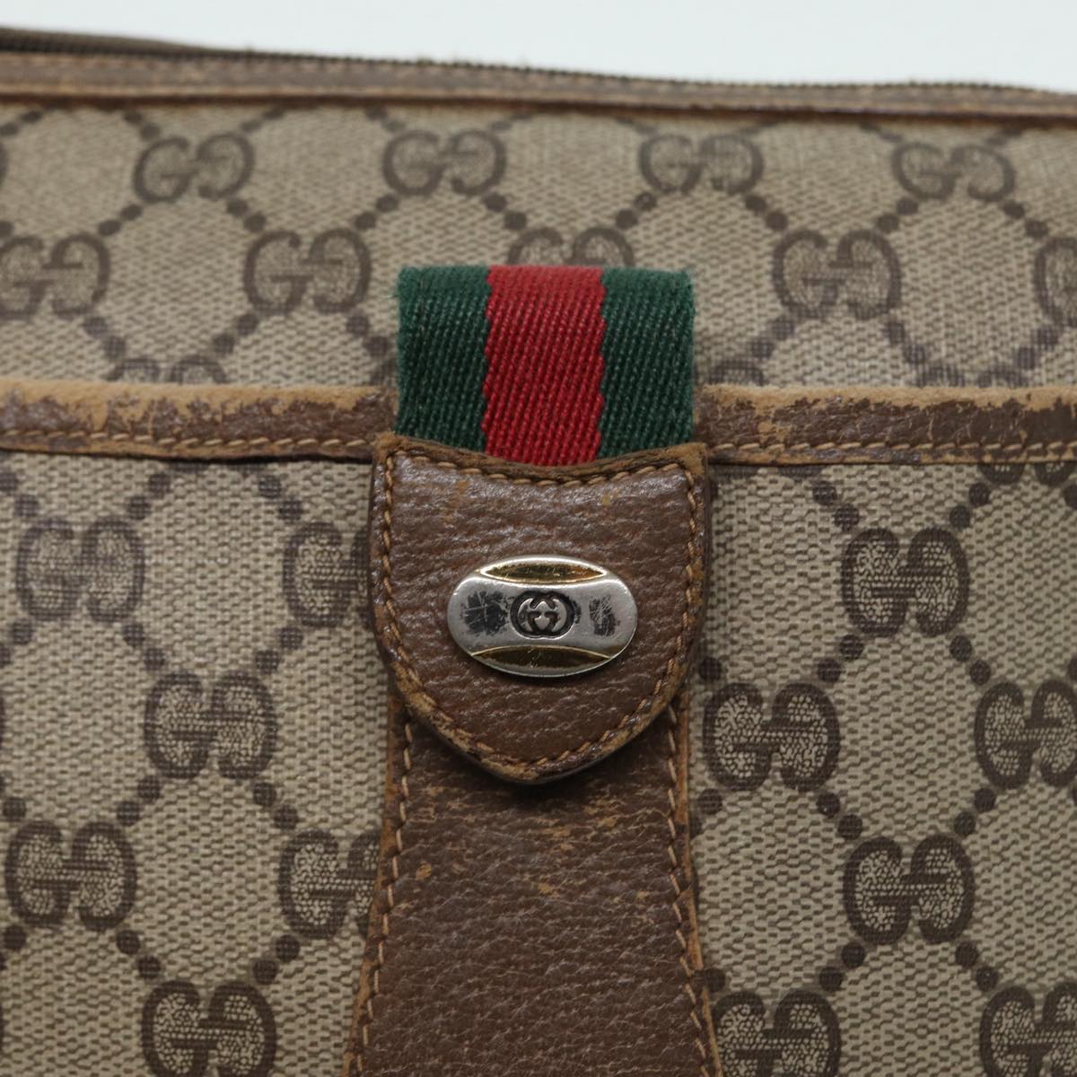 GUCCI GG Supreme Web Sherry Line Shoulder Bag PVC Beige Gold 89430