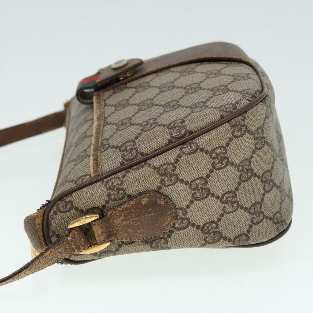 GUCCI GG Supreme Web Sherry Line Shoulder Bag PVC Beige Gold 89430