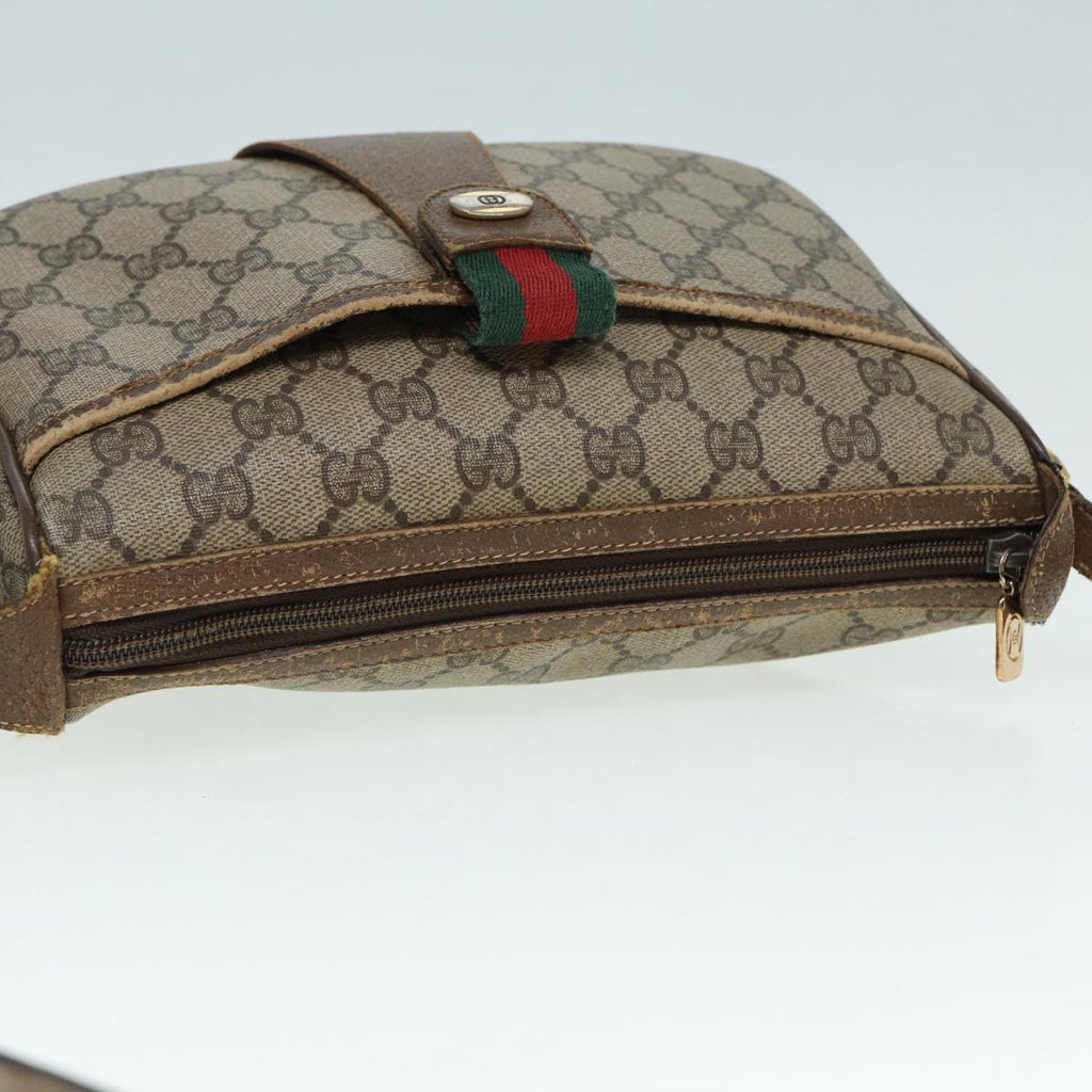 GUCCI GG Supreme Web Sherry Line Shoulder Bag PVC Beige Gold 89430
