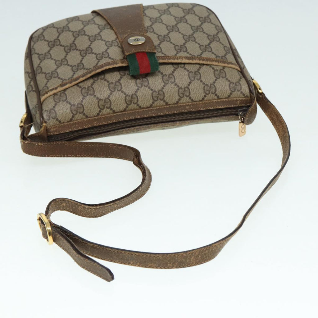GUCCI GG Supreme Web Sherry Line Shoulder Bag PVC Beige Gold 89430