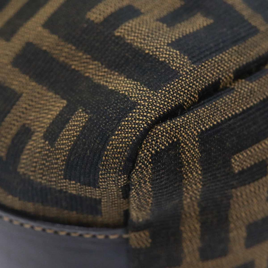 FENDI Zucca Canvas Vanity Hand Bag Brown Black gold 89433